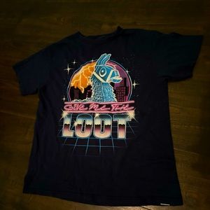 Fortnite “give me the loot” llama boy’s size small tee